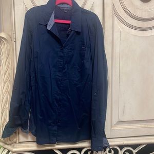 Navy blue Tommy Hilfiger button down worn only once and has sat in my closet.